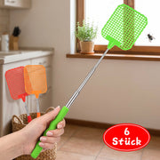 6 Colorful Fly Swatters - Reach & Catch Insects Easily