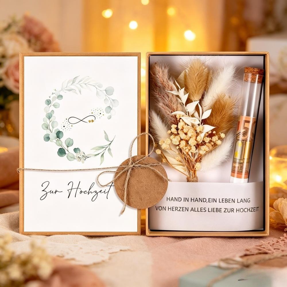 Elegant Wedding Gift Set with Metal Flower Stand