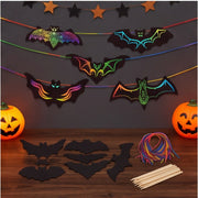 Halloween Bat Scratch Art Pictures - 50pc Creative Craft Kit