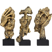 Golden Abstract Art Pieces - 3-Piece Set for Home Decor