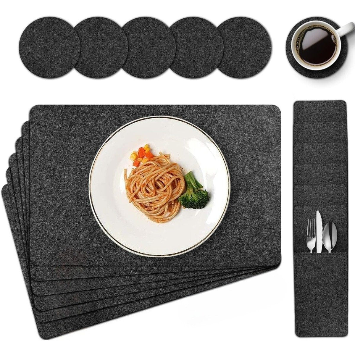 Complete 3-in-1 Felt Dining Set for Table Protection