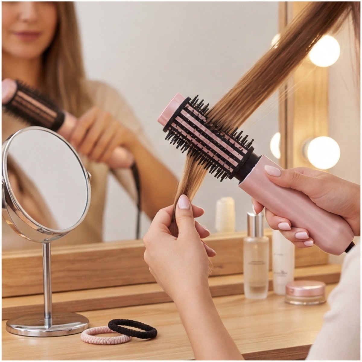 Rose Gold Hair Straightening Brush for Smooth, Straight Hair