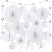 Wedding Decoration Set - 20-Piece White Paper Fan Set