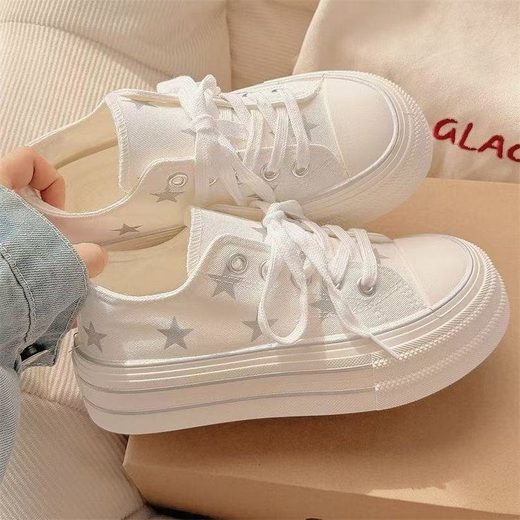 White Canvas Sneakers for Height Increase
