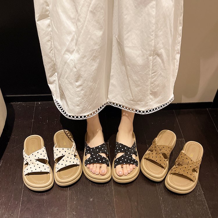 Retro Polka Dot Slide Sandals for Women