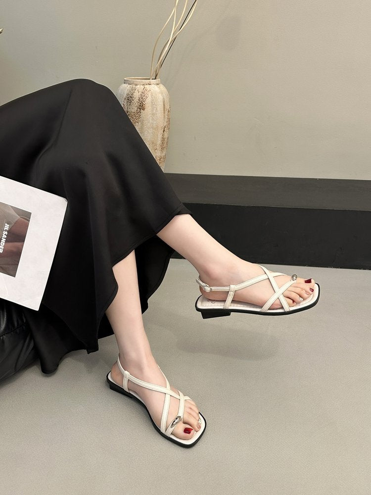 Low Heel One Strap Buckle Sandals for Women - Spring Style