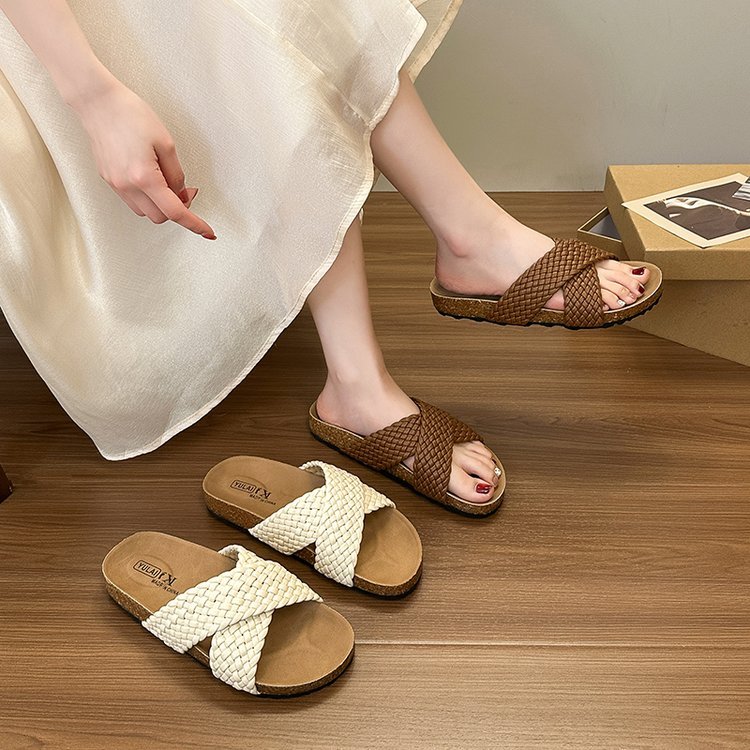 Boho Cork Platform Slides for Women