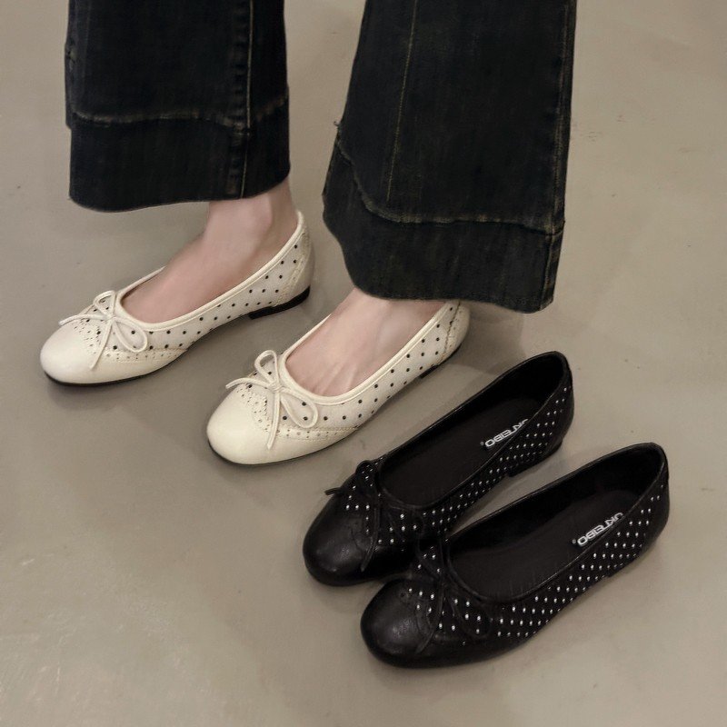 Polka Dot Ballet Flats - Soft Cushion Insole & Non Slip Sole