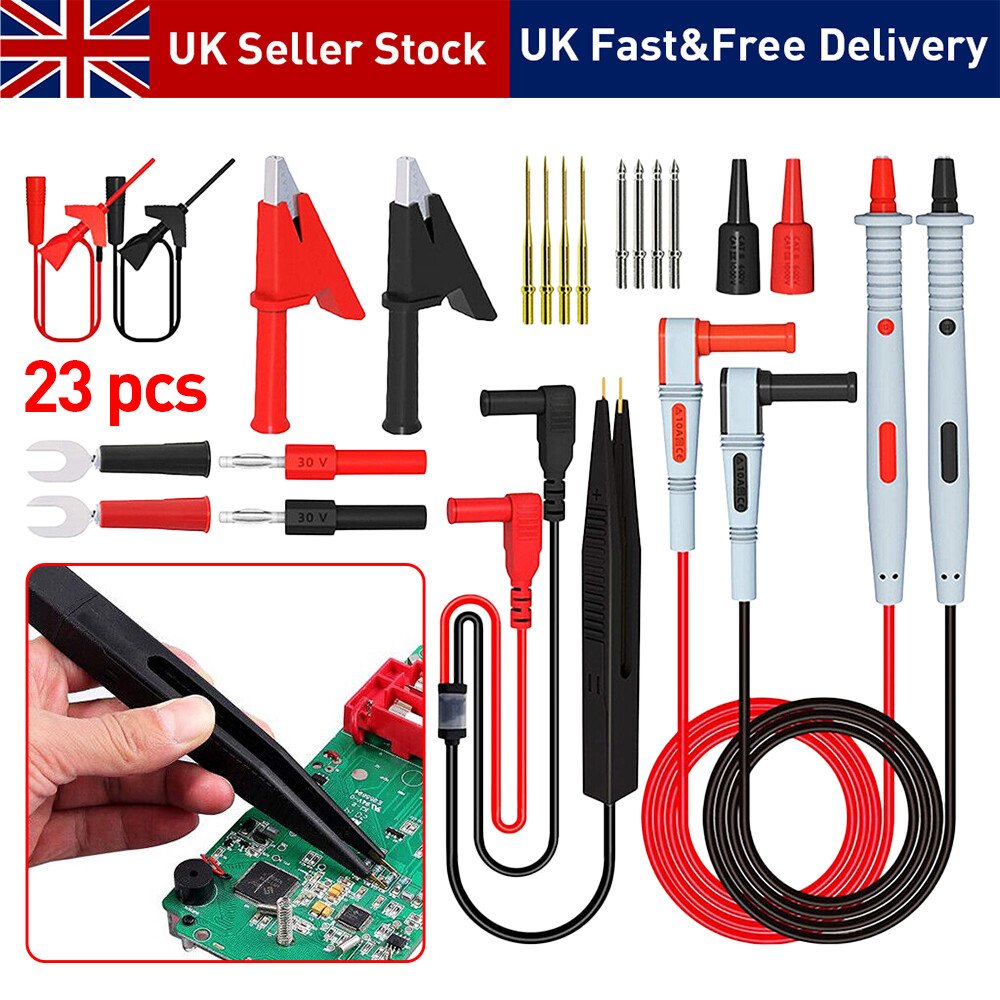 Multimeter Test Leads Kit - 23Pcs Silicone Probe Alligator Clips Banana Plug Tool