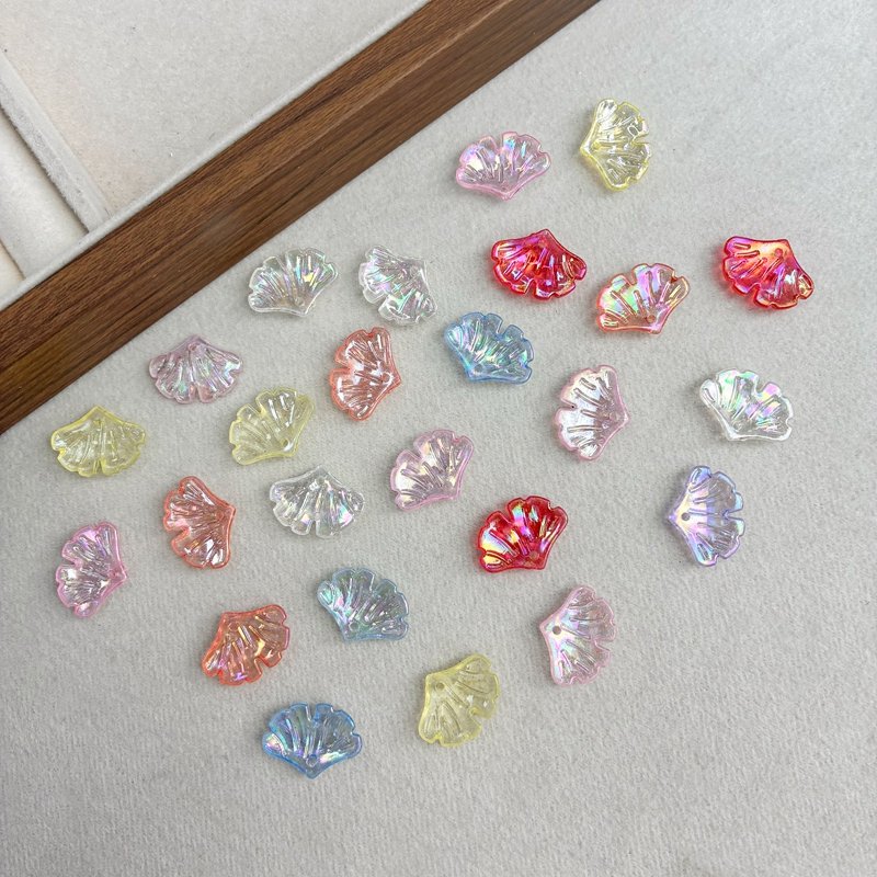 Iridescent Scallop Leaf Charms for DIY Jewelry