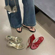 Y2K Patent Leather Wedge Sandals for Women