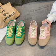 Contrast Panel Suede Retro Sneakers for Women