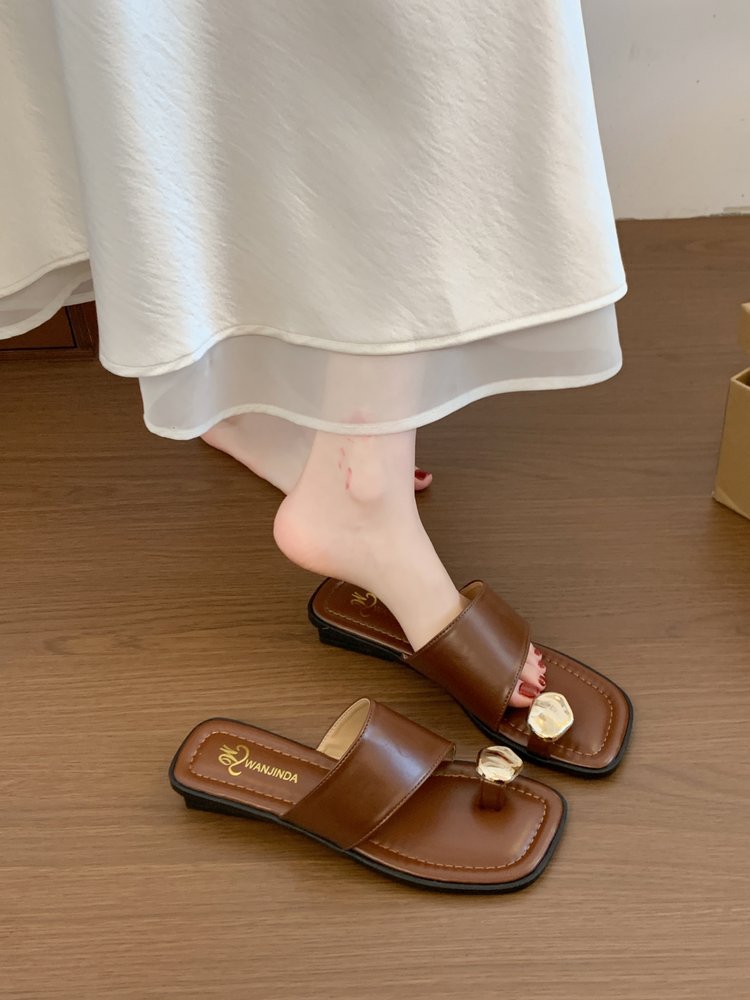 French Style Metal Slippers for Women