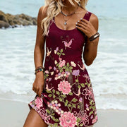 Elegant Summer Midi Dress 3D Print U-Neck Sleeveless
