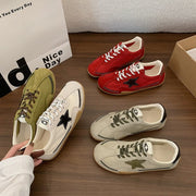 Vintage Five-Pointed Star Patch Sneakers for Women