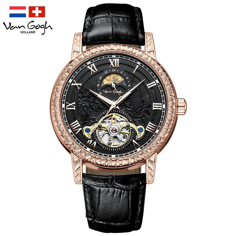 Timeless Style Mechanical Watch with Sunflower Design