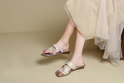 Fairy Rhinestone Slides - Summer French Flat Thong Sandals