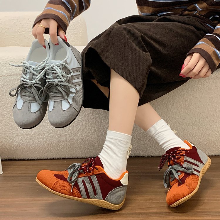 Dual Color Block Retro Sneakers for Women