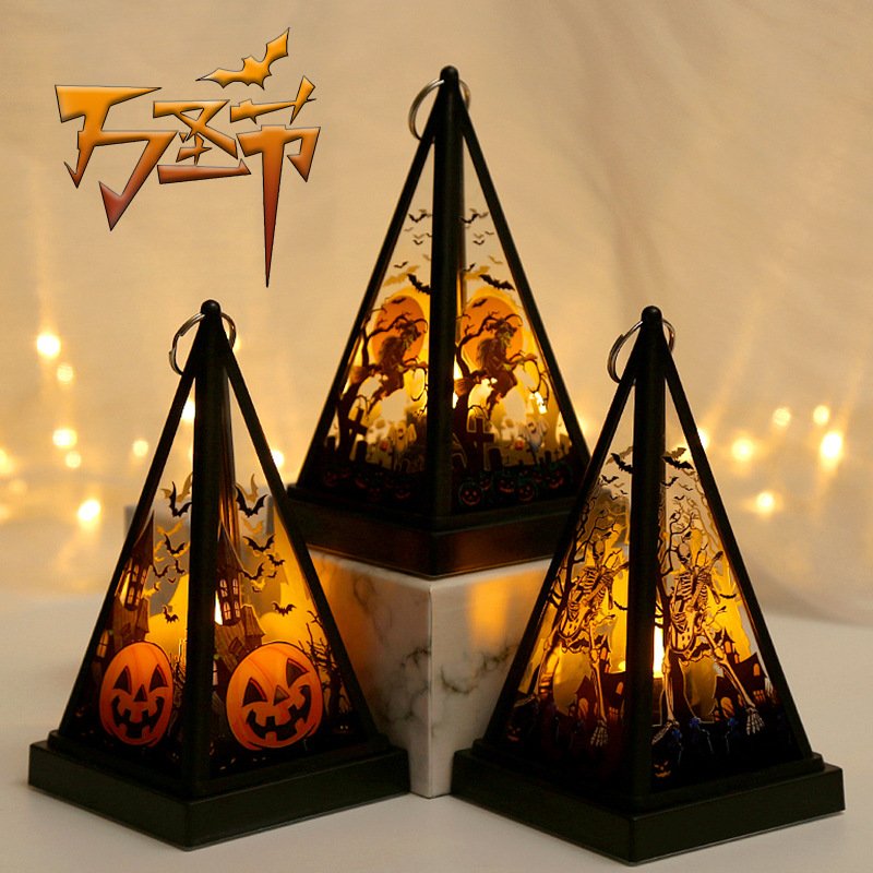 Portable Pumpkin Lantern Nightlight - Scary Halloween Desktop Decoration