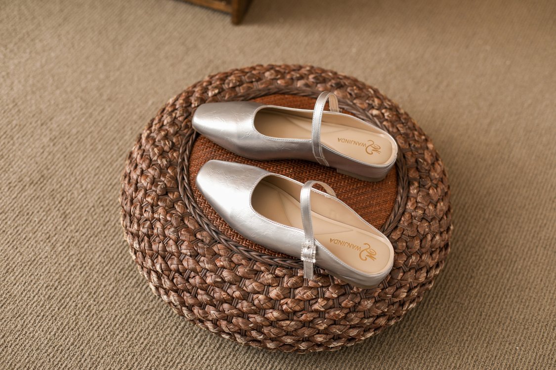 Spring Silver Mule Slippers for Women