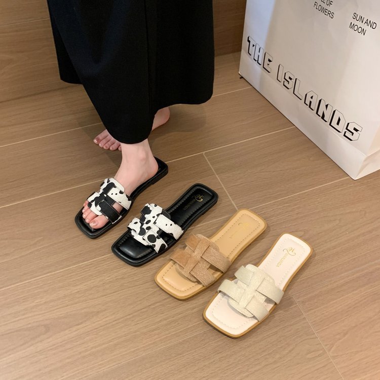 H Shaped Cross Strap Flat Sandals for Women