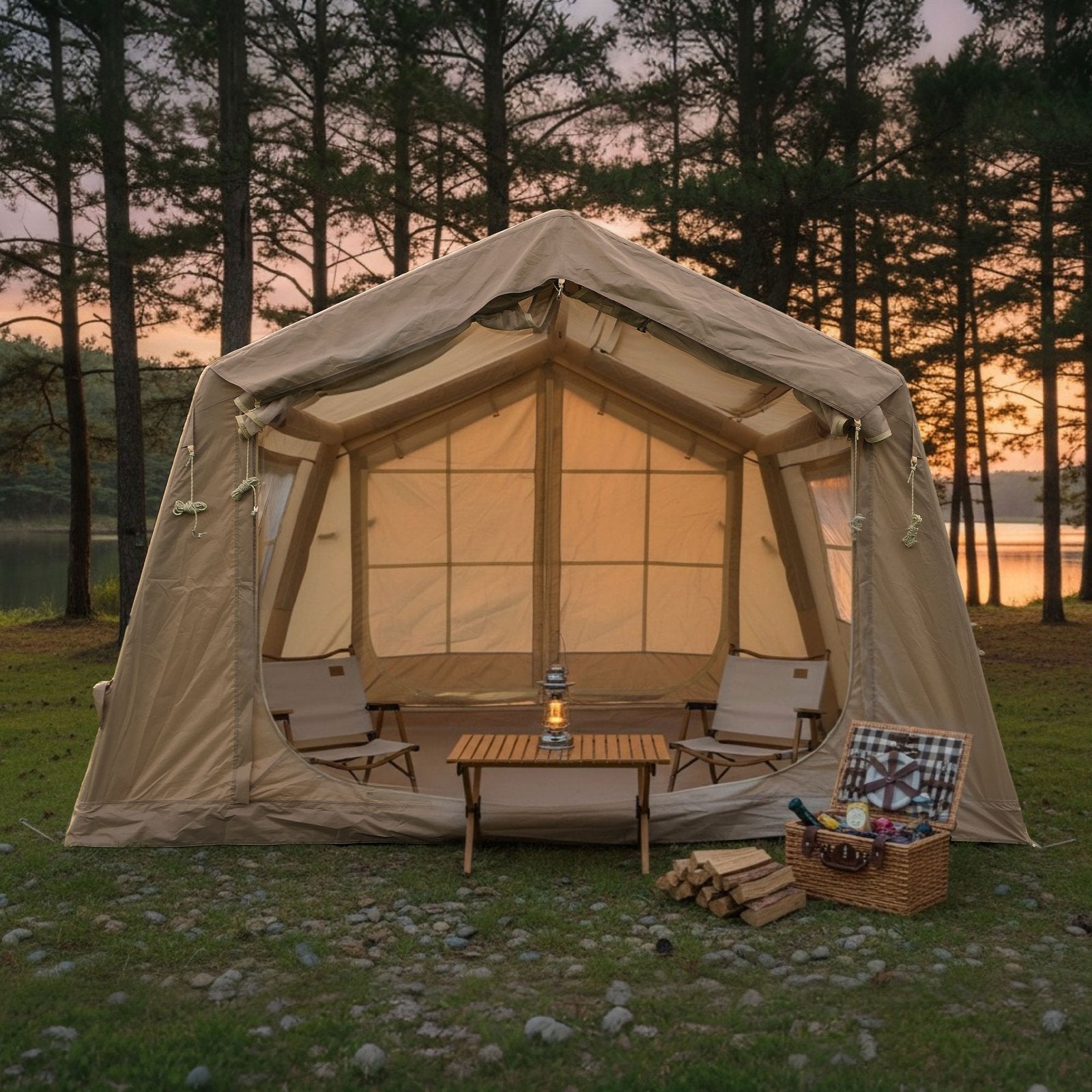 Inflatable Camping Tent for 4-8 People, Waterproof & Spacious, Easy Setup