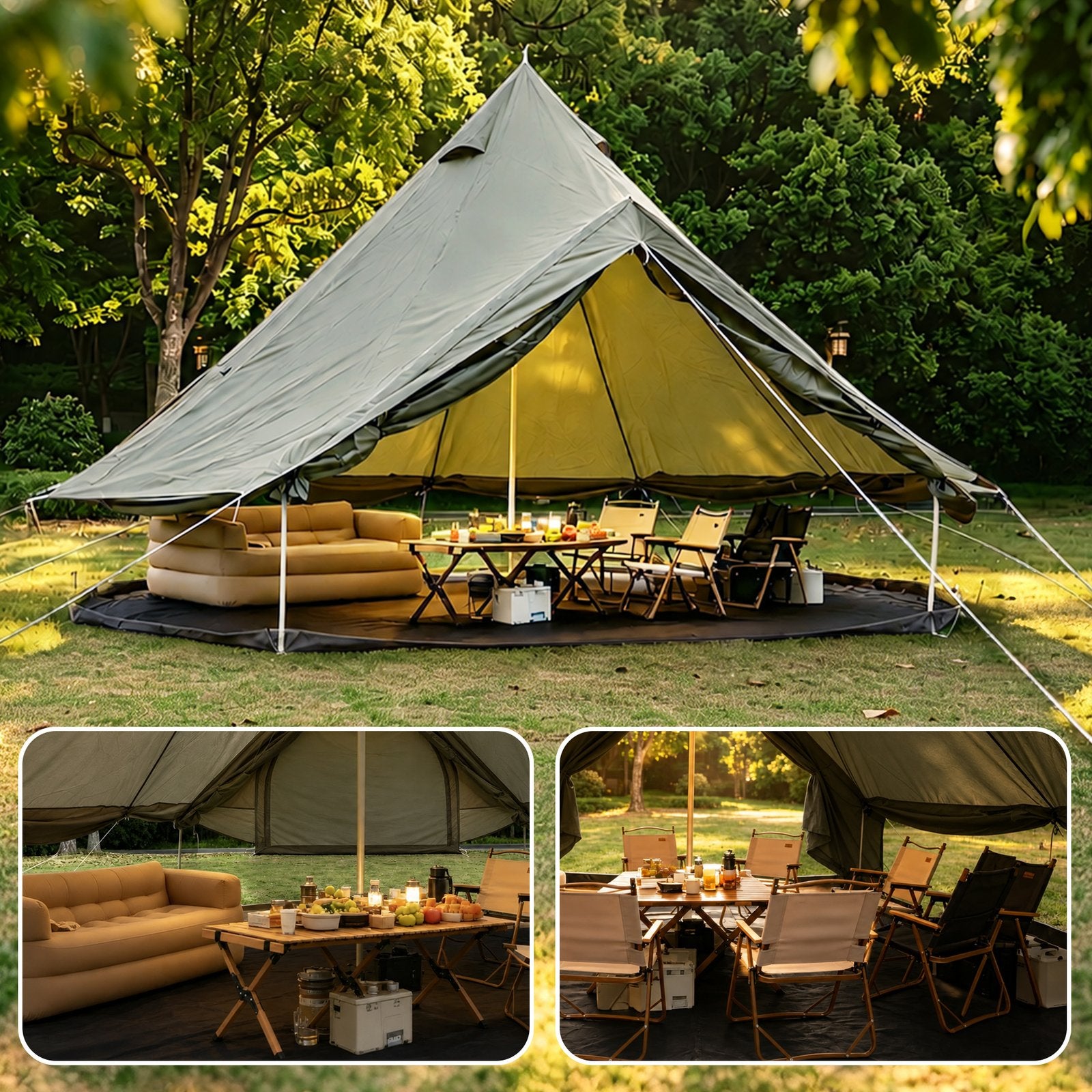 Spacious 13.1ft Family Camping Tent - 4 Season Oxford Shelter for 4-8 People