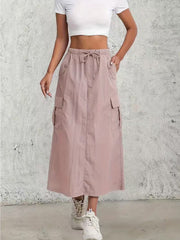 Retro Workwear Women's Skirt, High-Waisted A-Line Slim Fit