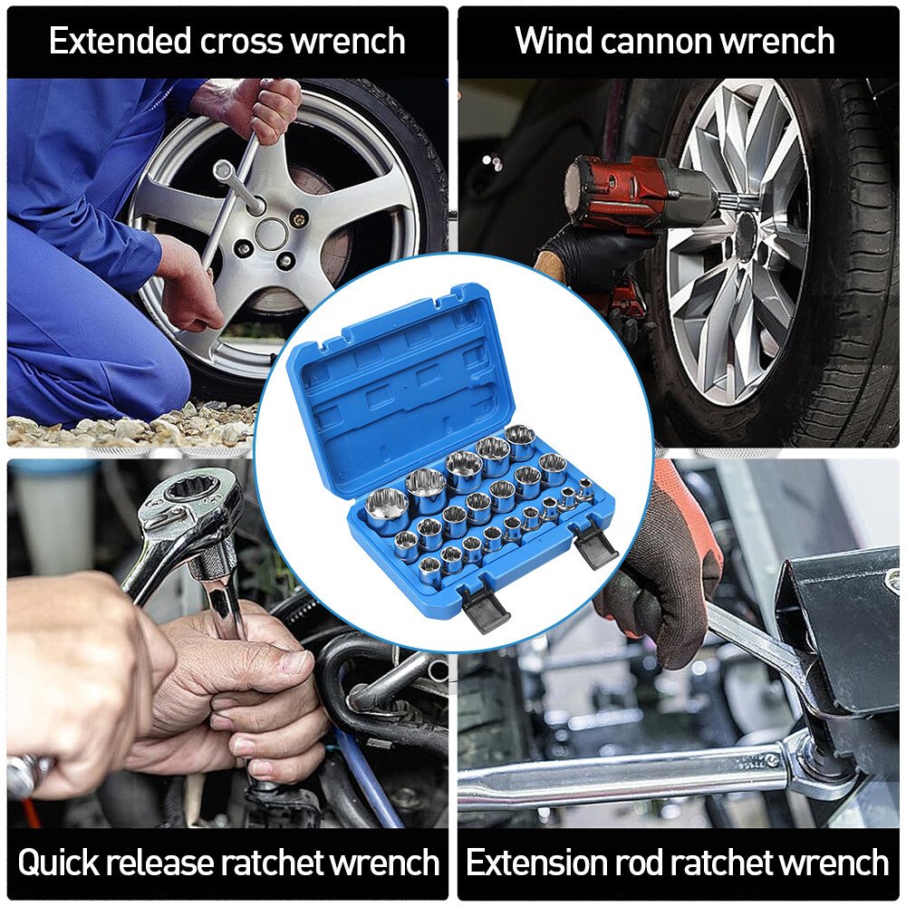 21-Piece Socket Wrench Set for Metric Sockets 8-36mm