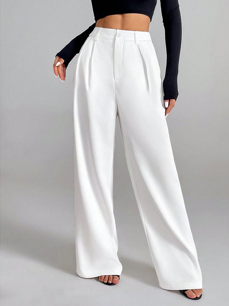 High-Waist Wide Leg Pants for Women - Loose Fit Casual Bottoms