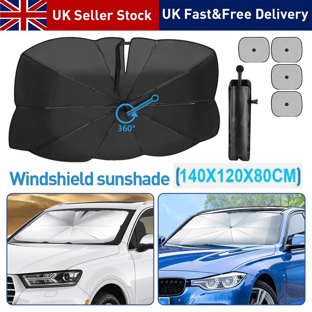 Compact Car Sunshade Umbrella with 360° Rotating Handle