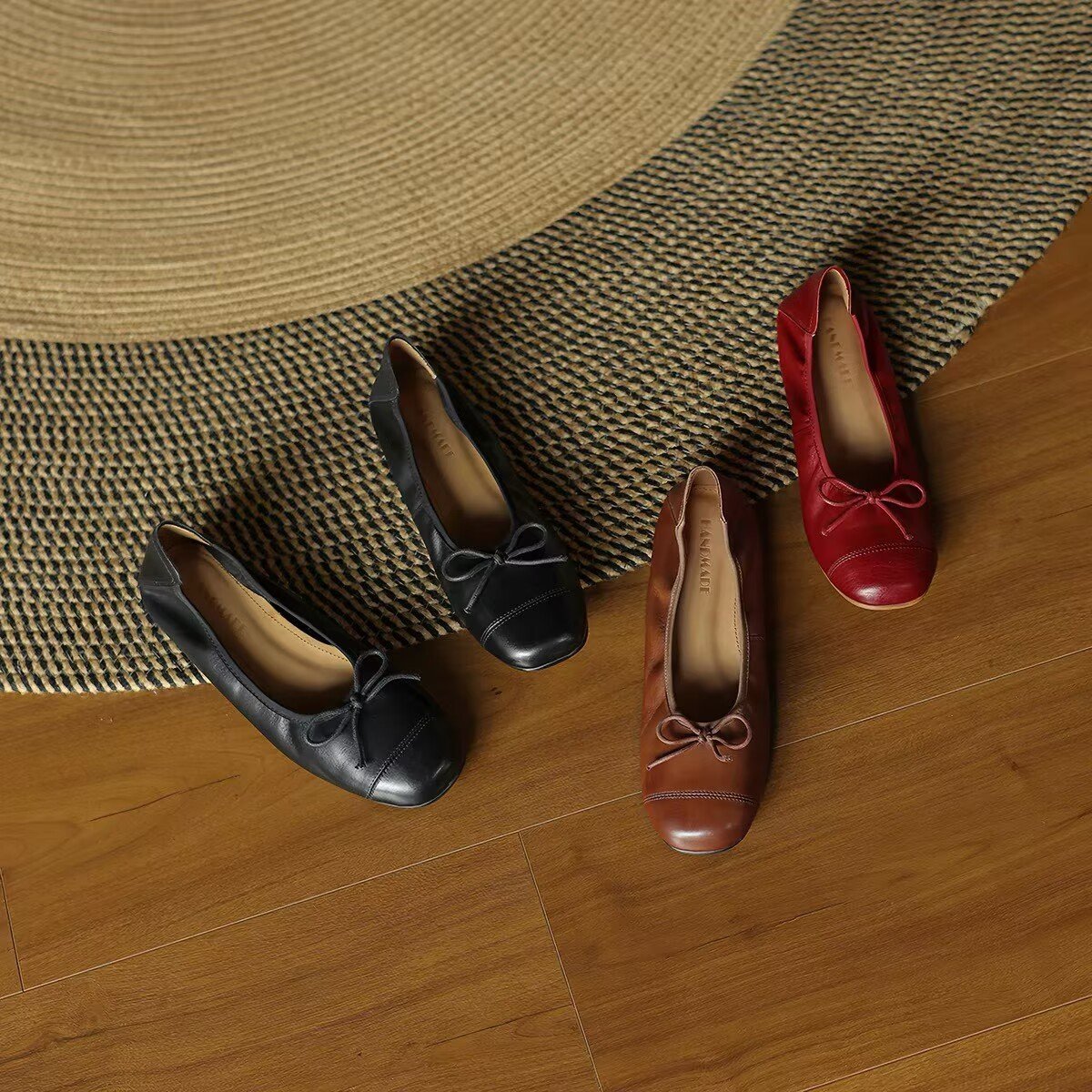 Soft Leather Square Toe Ballet Flats for Women