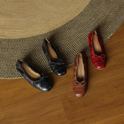 Soft Leather Square Toe Ballet Flats for Women
