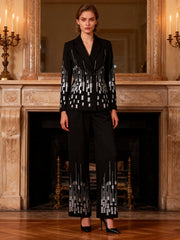 White Geometric Sequin Formal Suit Set