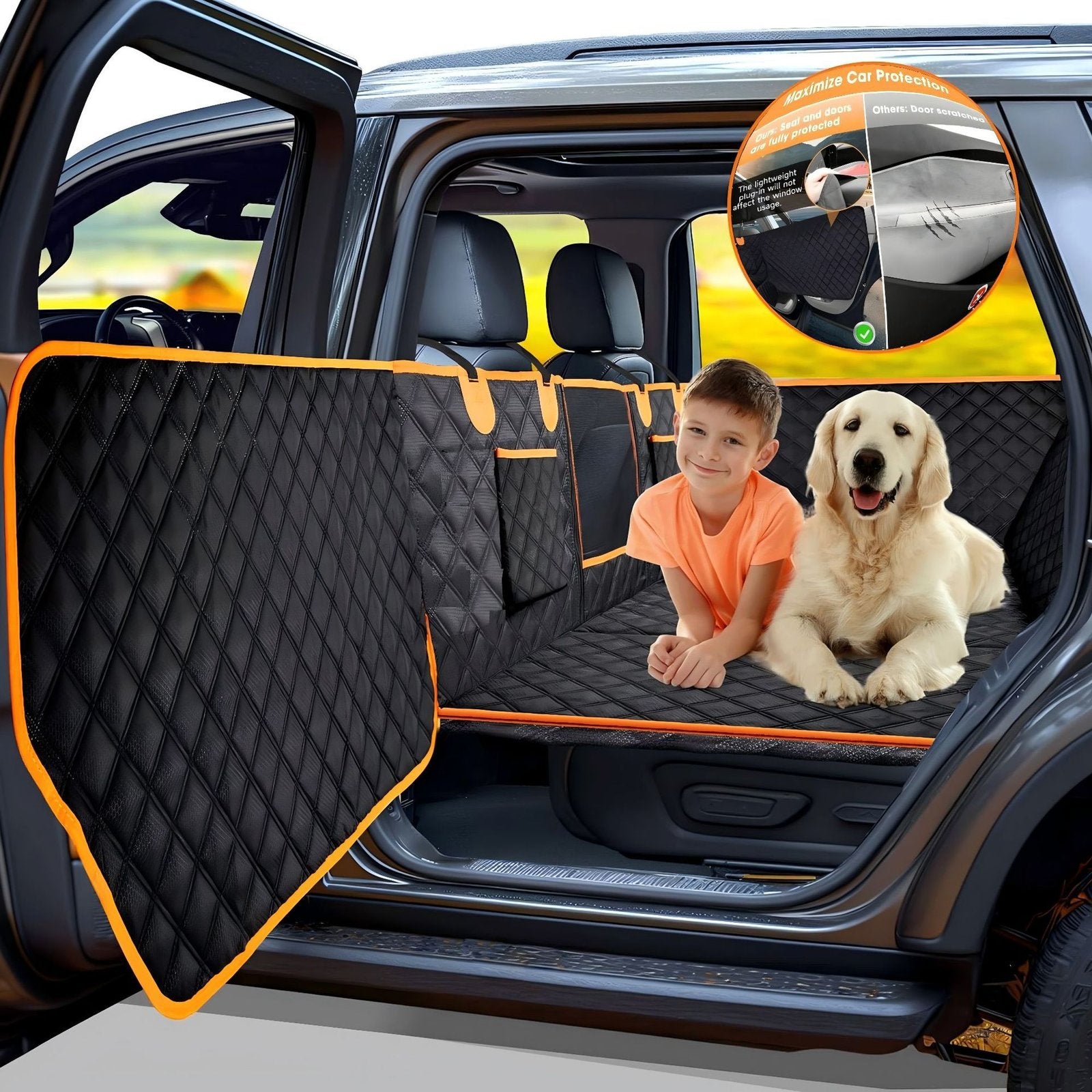 Heavy Duty Dog Back Seat Cover for Cars - Waterproof & Machine Washable