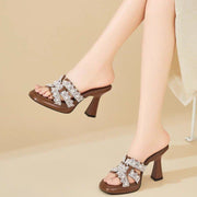 Vintage Lace Pearl Block Heel Mules