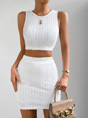 Solid Color Jacquard Camisole Hip Skirt Set for Women