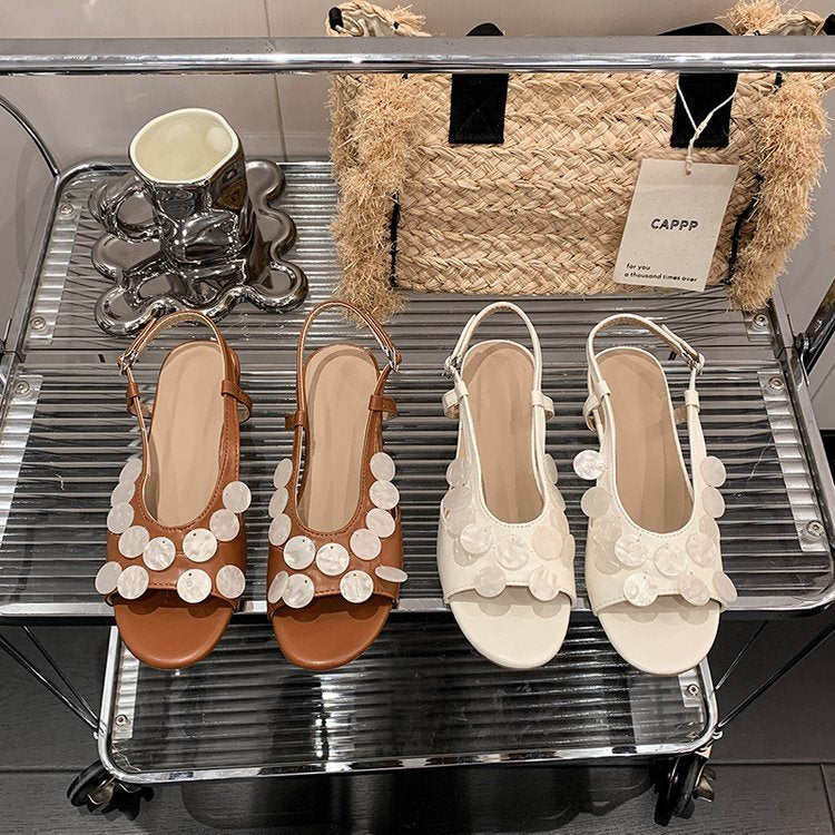 Beachy Boho Slingback Sandals - Adjustable Ankle Strap Flat Shoes
