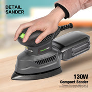 Compact 130W Detail Sander with Dust Collector & 20Pcs Sandpaper