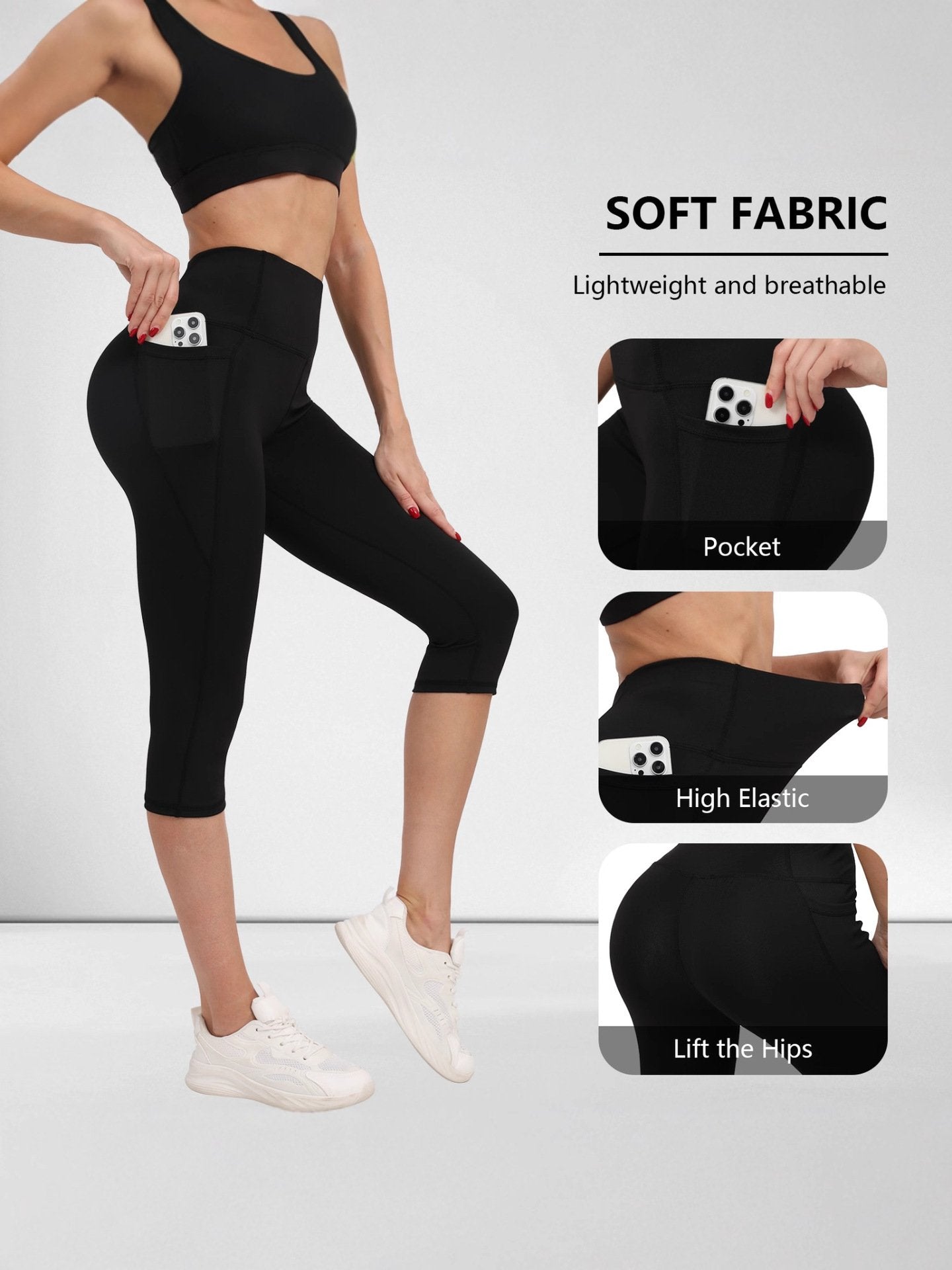 High-Waisted Yoga Pants for Women - Quick-Dry, Breathable, Pockets