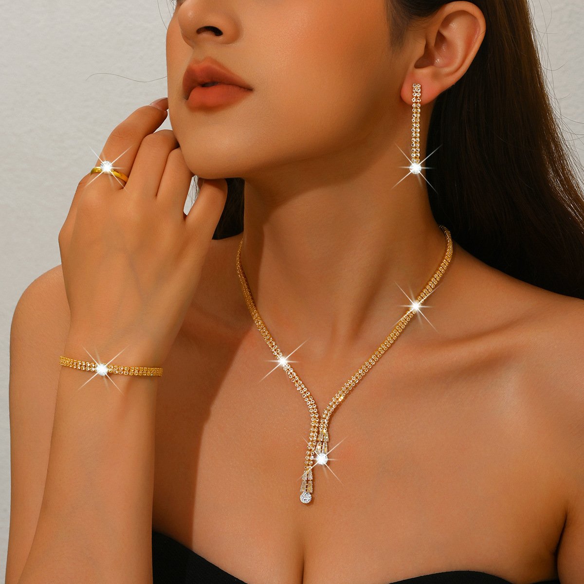 Elegant Marquise Zircon Earrings Necklace Set