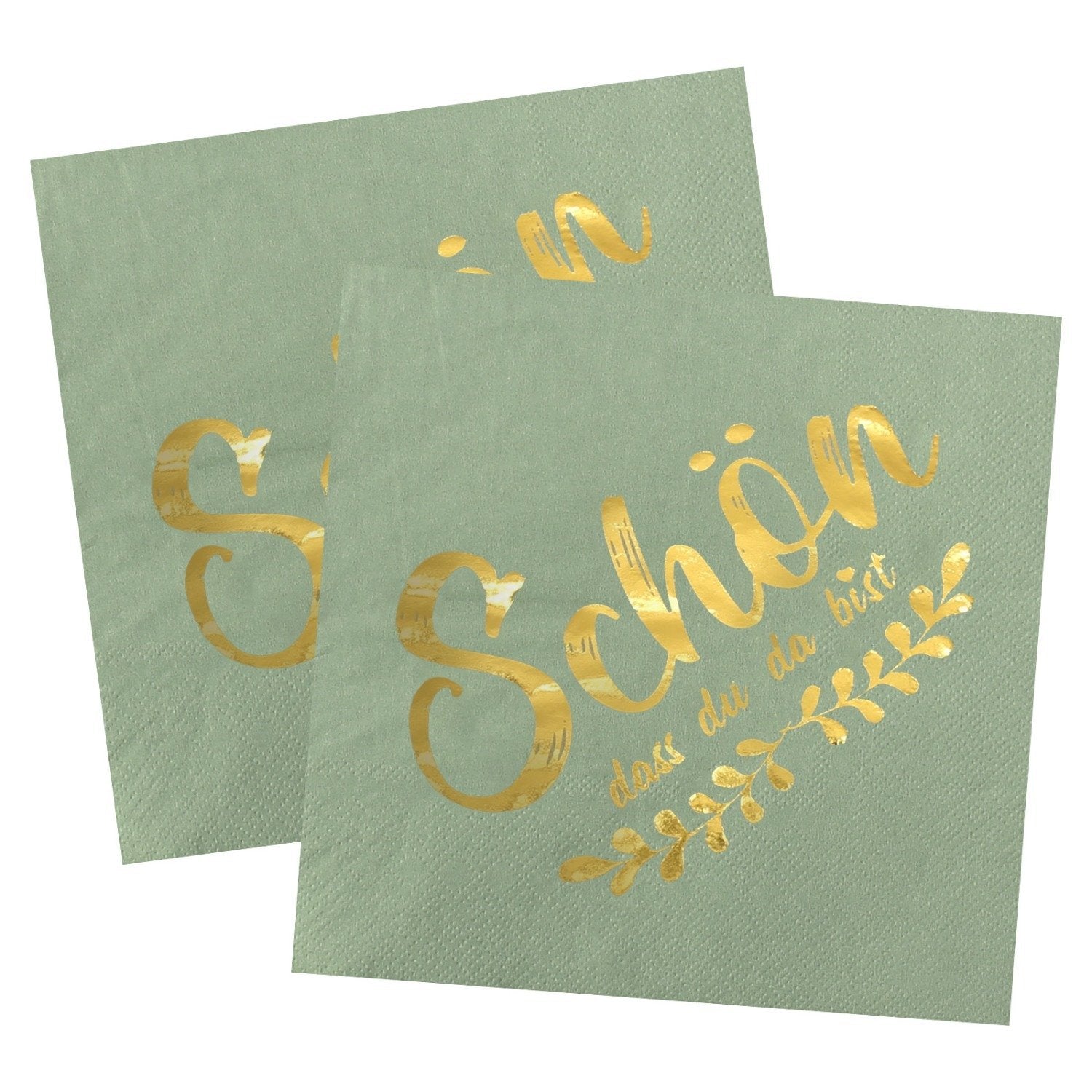 40-Piece Sage Green Napkin Set with Gold Lettering - Party Decorations