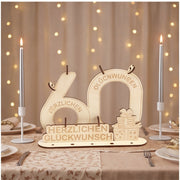 60th Birthday Wood Ornament - Elegant Anniversary Decor