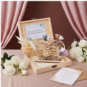 Wedding Money Gift Box with Wooden Figurine & Accents
