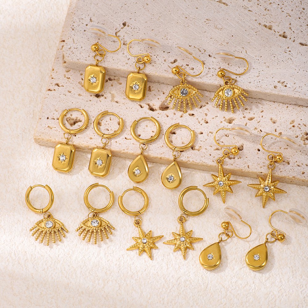 18K Gold Plated Mosquito Coil Earrings with Diamonds