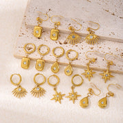 18K Gold Plated Mosquito Coil Earrings with Diamonds