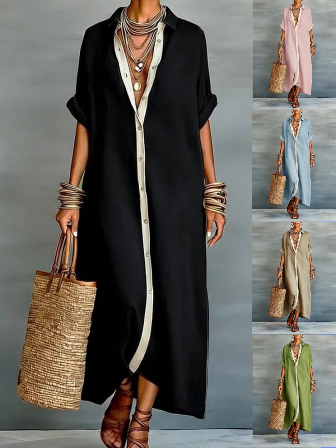 Beachy Button Down Maxi Dress