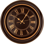 Large 18" Elegant Rectangular Wall Clock - Silent Non-Ticking Quartz Movement, Battery-Powered (No Electricity) with Mahogany Brown & Copper Face, Hands & Golden Roman Numerals - Stylish Decorative Timepiece for Living Room, Home, Office