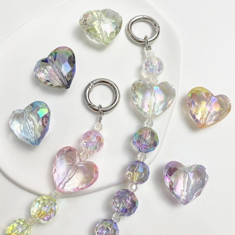 Iridescent Heart Beads for DIY Jewelry