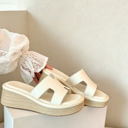 Soft Leather Wedge Slippers for Women - Outdoor Casual Wear